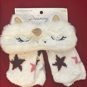 White and Gold Kids Eye Mask & Socks Set